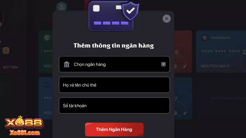 Anh em cần fill đủ thông tin hướng dẫn rút tiền xo88