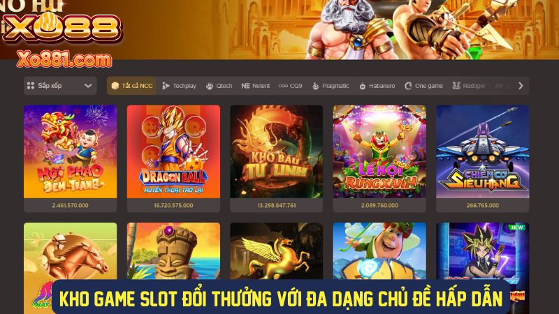 Đa dạng chủ đề game slot hấp dẫn tại XO88