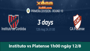 Kèo vàng trận đấu Instituto vs Platense 1h00 ngày 12/8 tại xo881